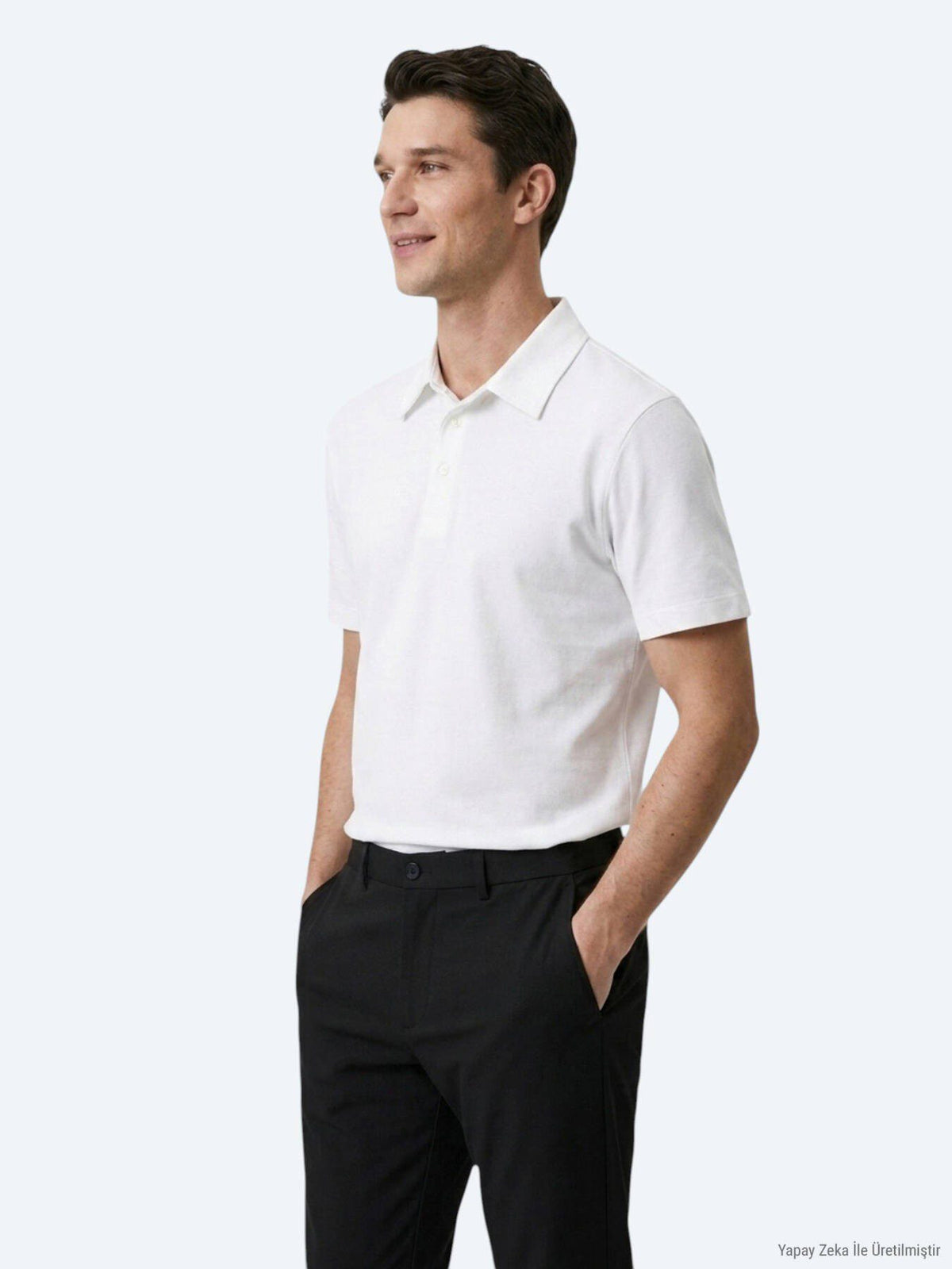 Weißes Baumwoll-Misch-T-Shirt
