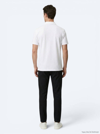 Weißes Baumwoll-Misch-T-Shirt