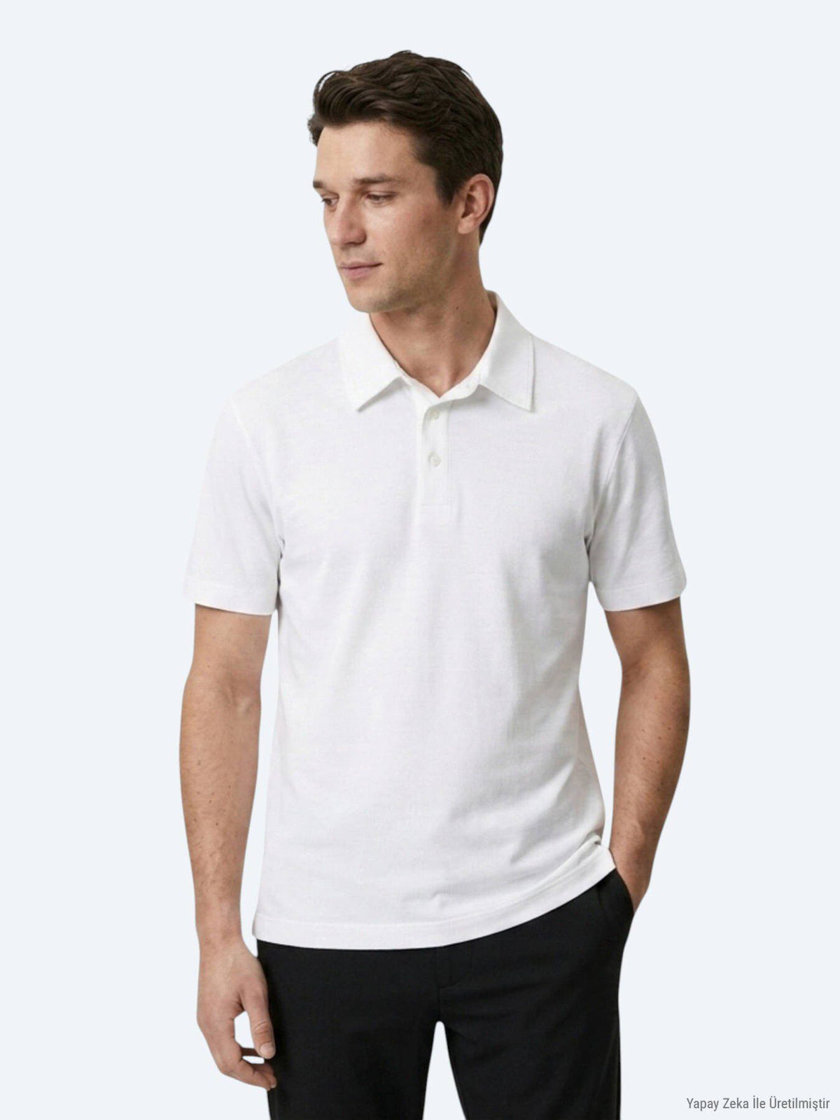 Weißes Baumwoll-Misch-T-Shirt