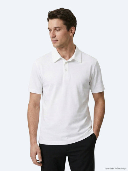 Weißes Baumwoll-Misch-T-Shirt
