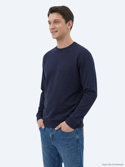 Marineblaues schlichtes Sweatshirt
