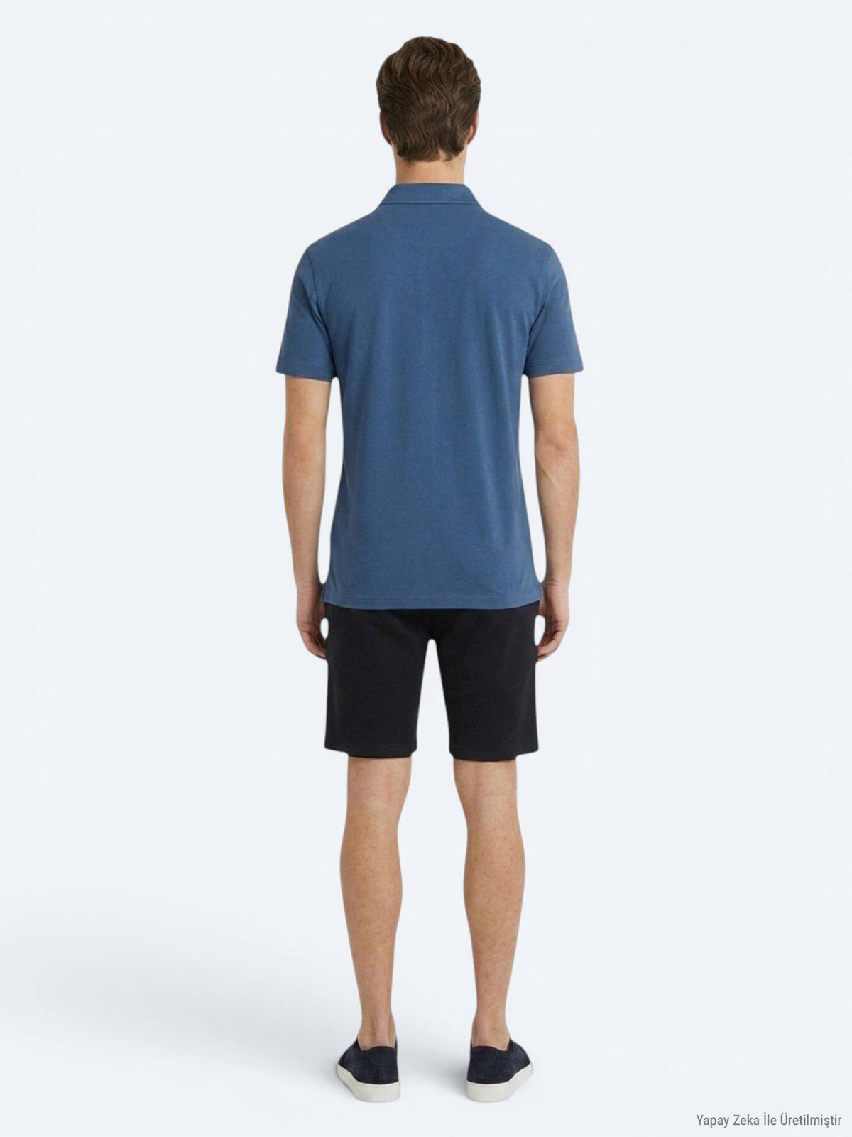 Marineblaues Baumwollmix T-Shirt