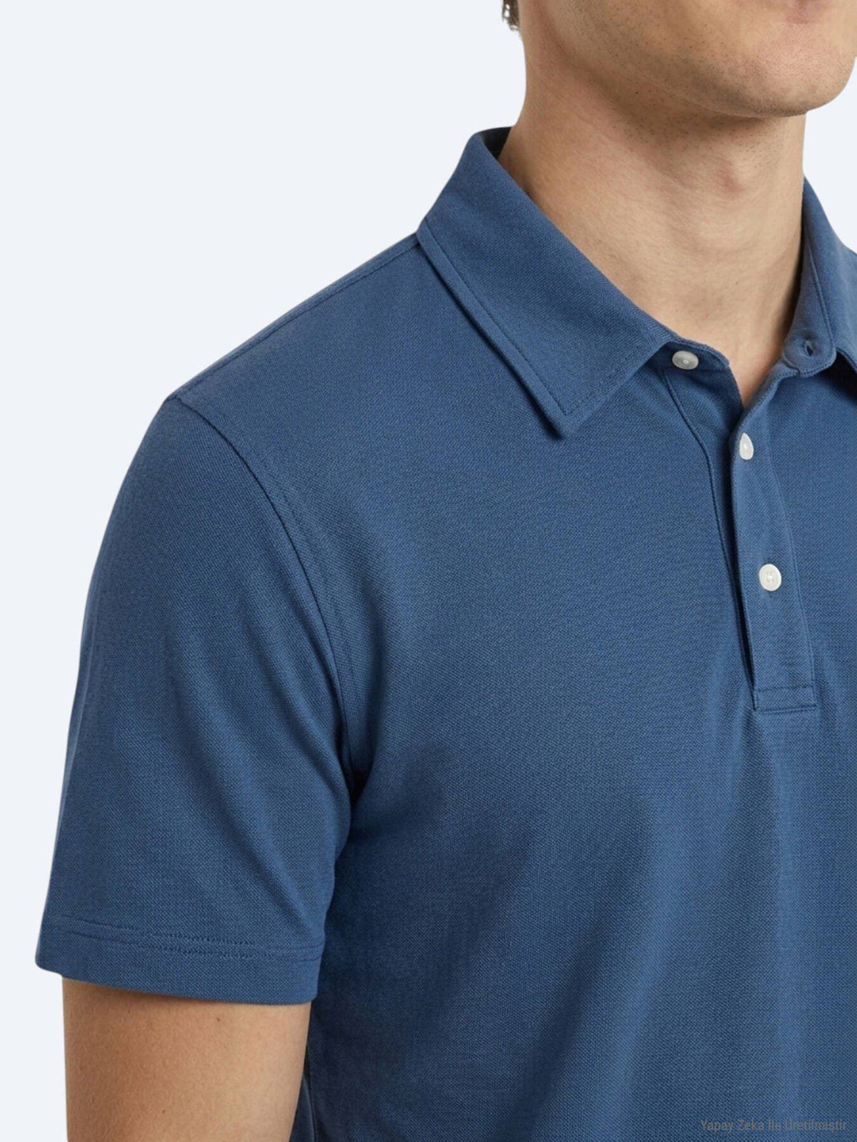 Marineblaues Baumwollmix T-Shirt
