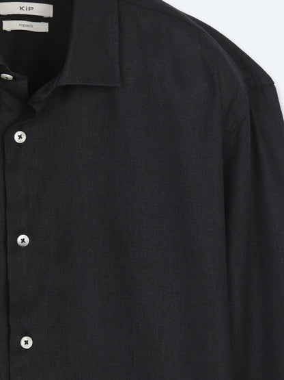 Schwarzes Regular Fit Casual Hemd Baumwolle