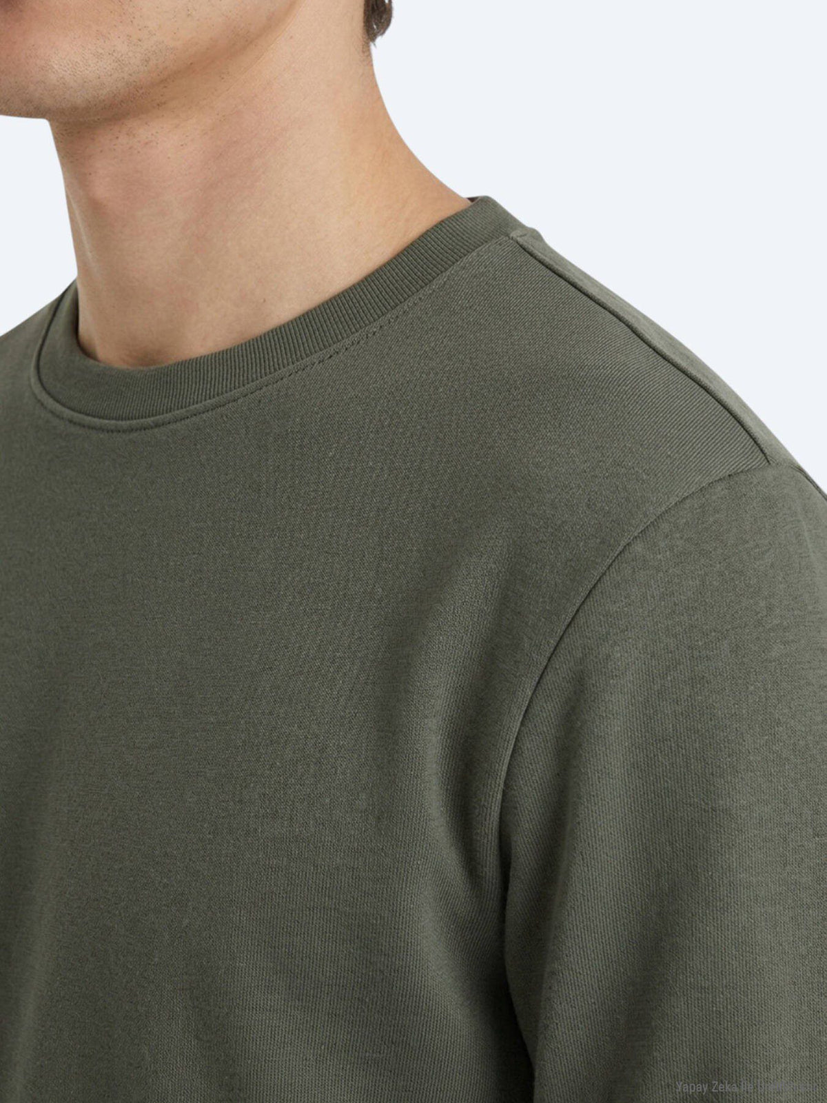 Khaki Unifarben Sweatshirt