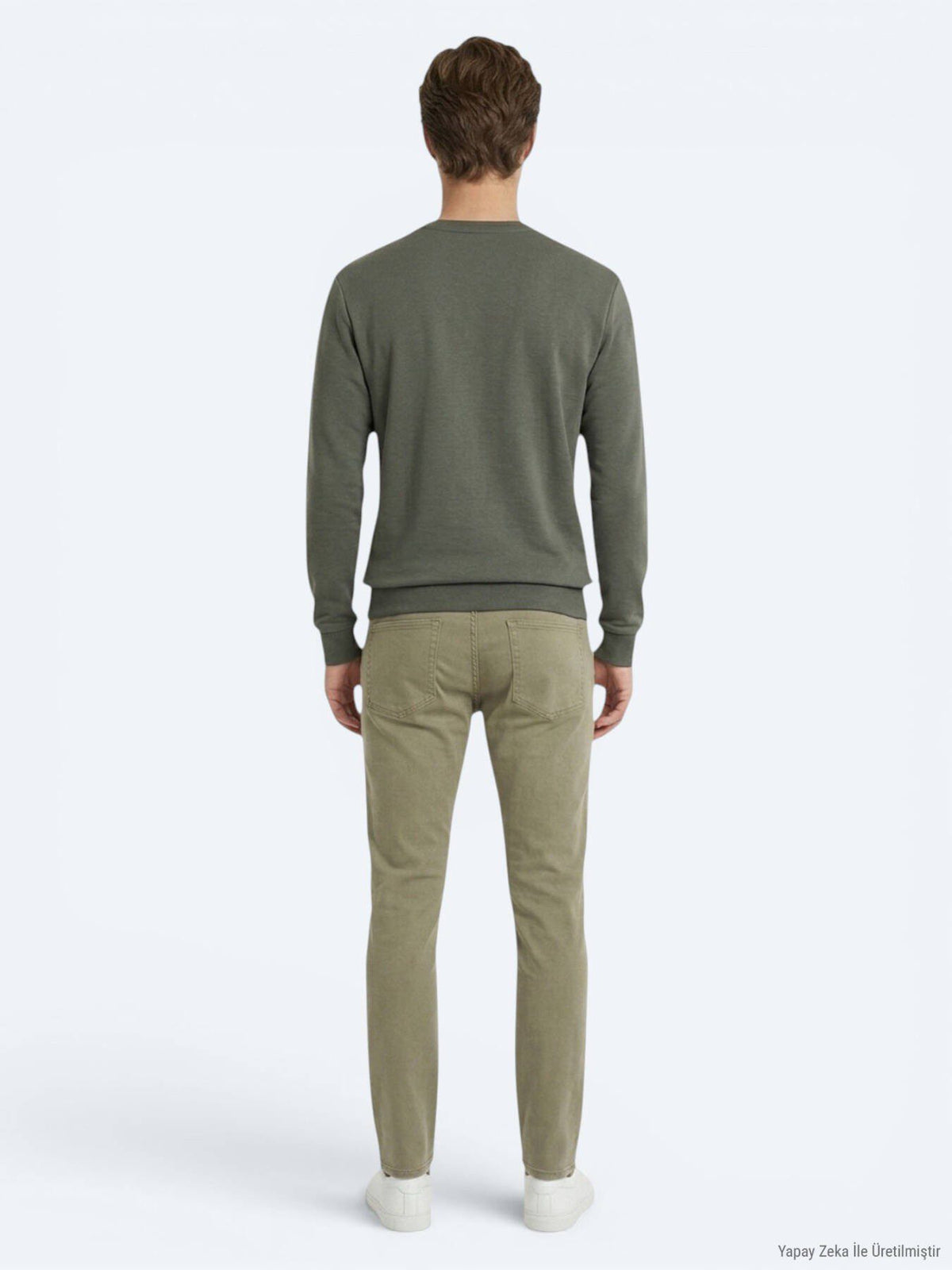 Khaki Unifarben Sweatshirt