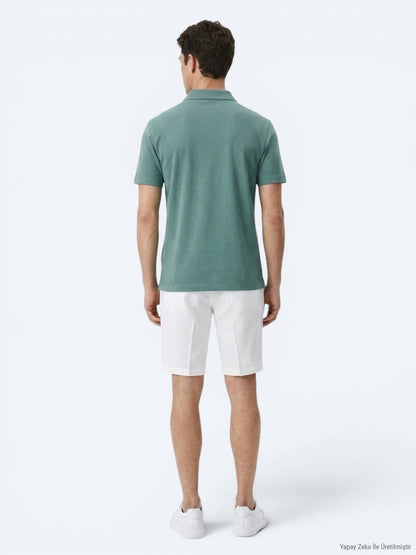 Dunkelkhaki Baumwollmischung T-Shirt