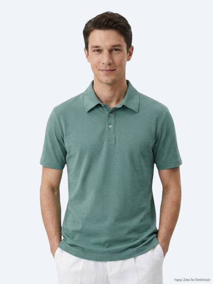 Dunkelkhaki Baumwollmischung T-Shirt