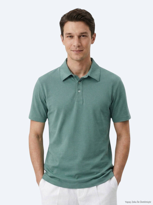 Dunkelkhaki Baumwollmischung T-Shirt