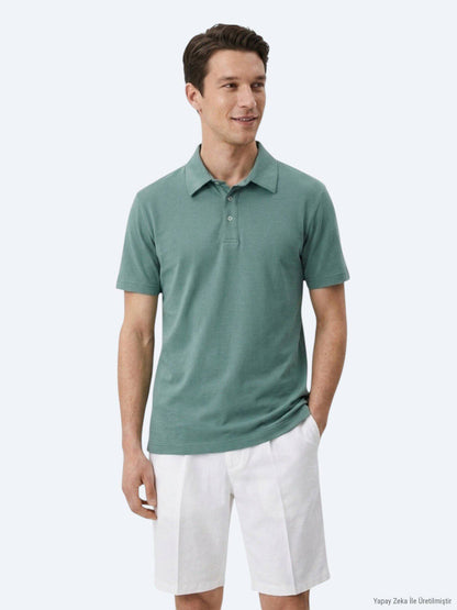 Dunkelkhaki Baumwollmischung T-Shirt