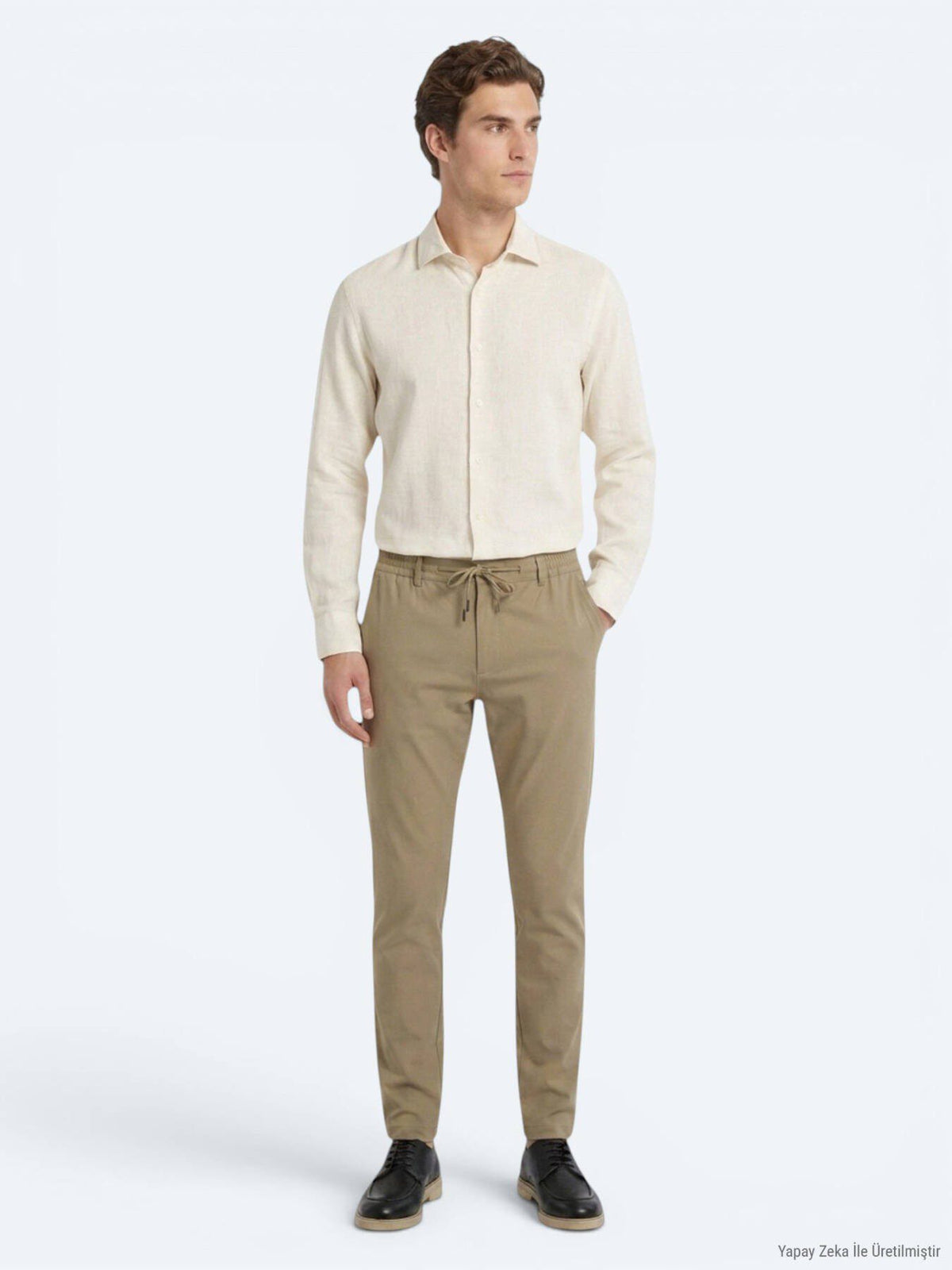 Beige Regular Fit Casual Baumwollhemd