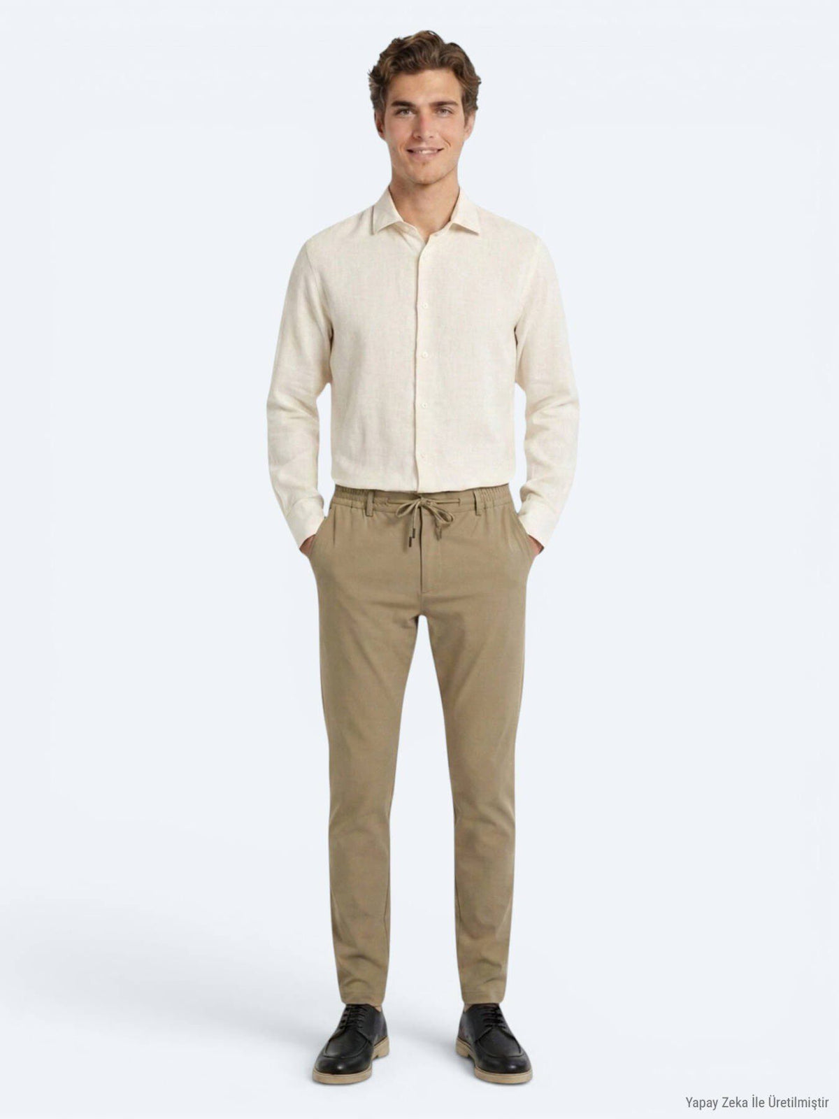 Beige Regular Fit Casual Baumwollhemd