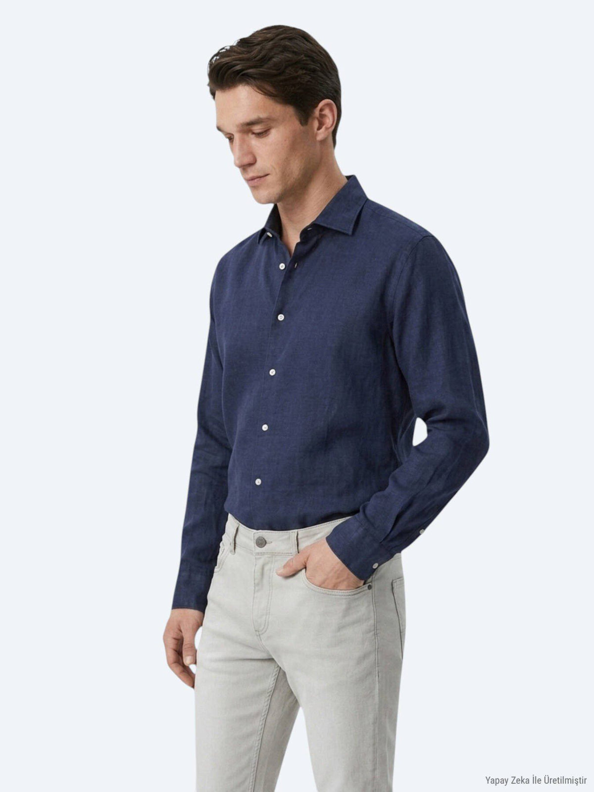 Indigo Regular Fit Casual Baumwollhemd