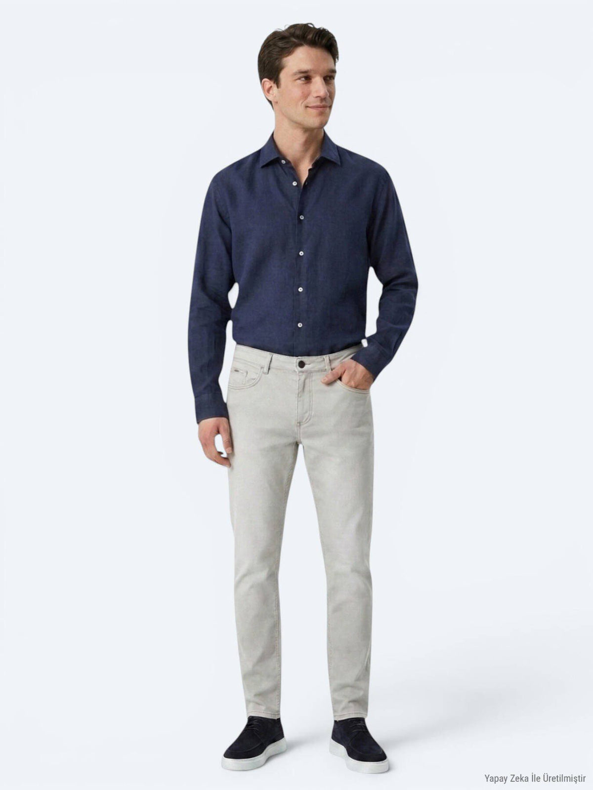 Indigo Regular Fit Casual Baumwollhemd