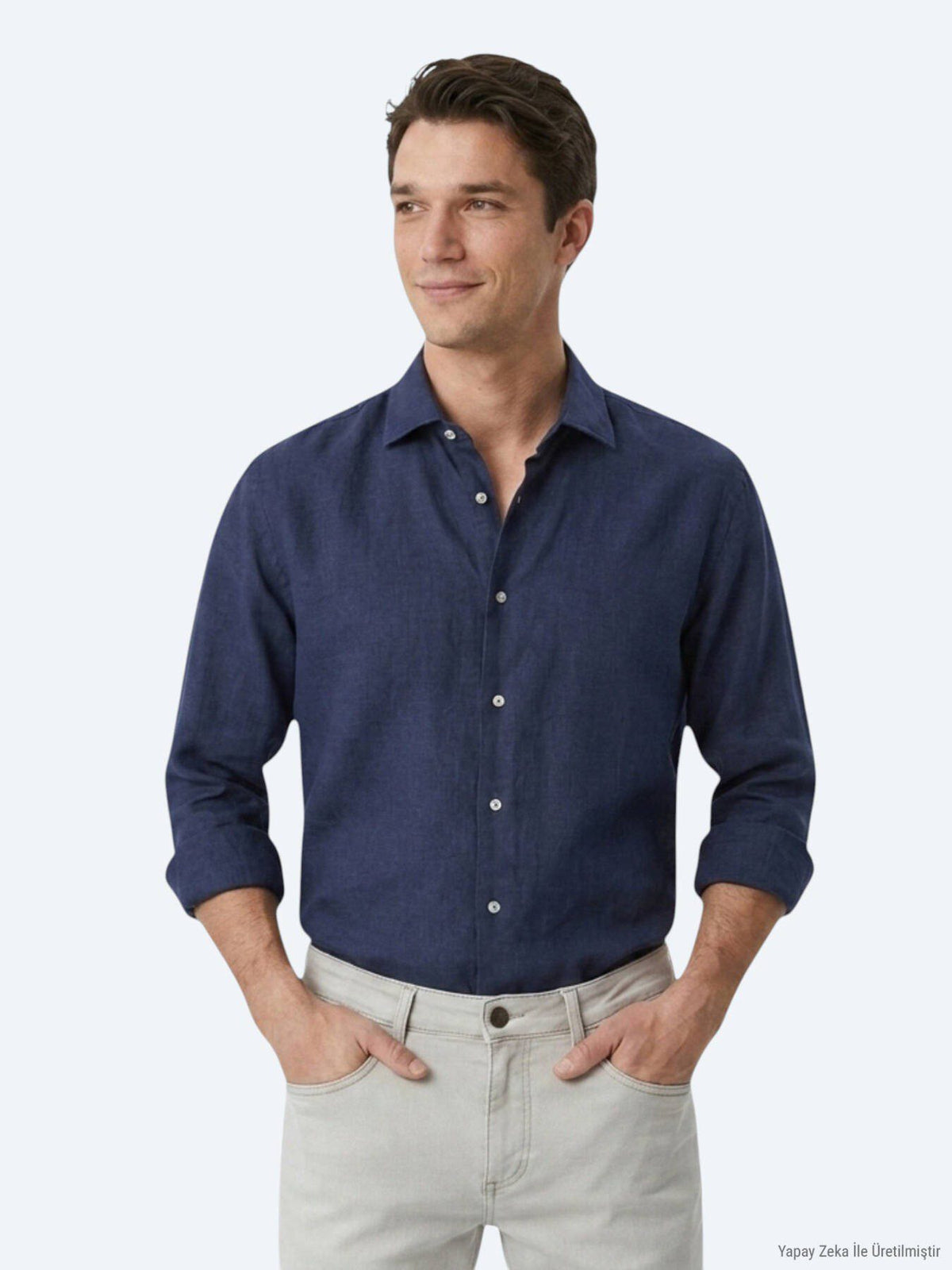 Indigo Regular Fit Casual Baumwollhemd