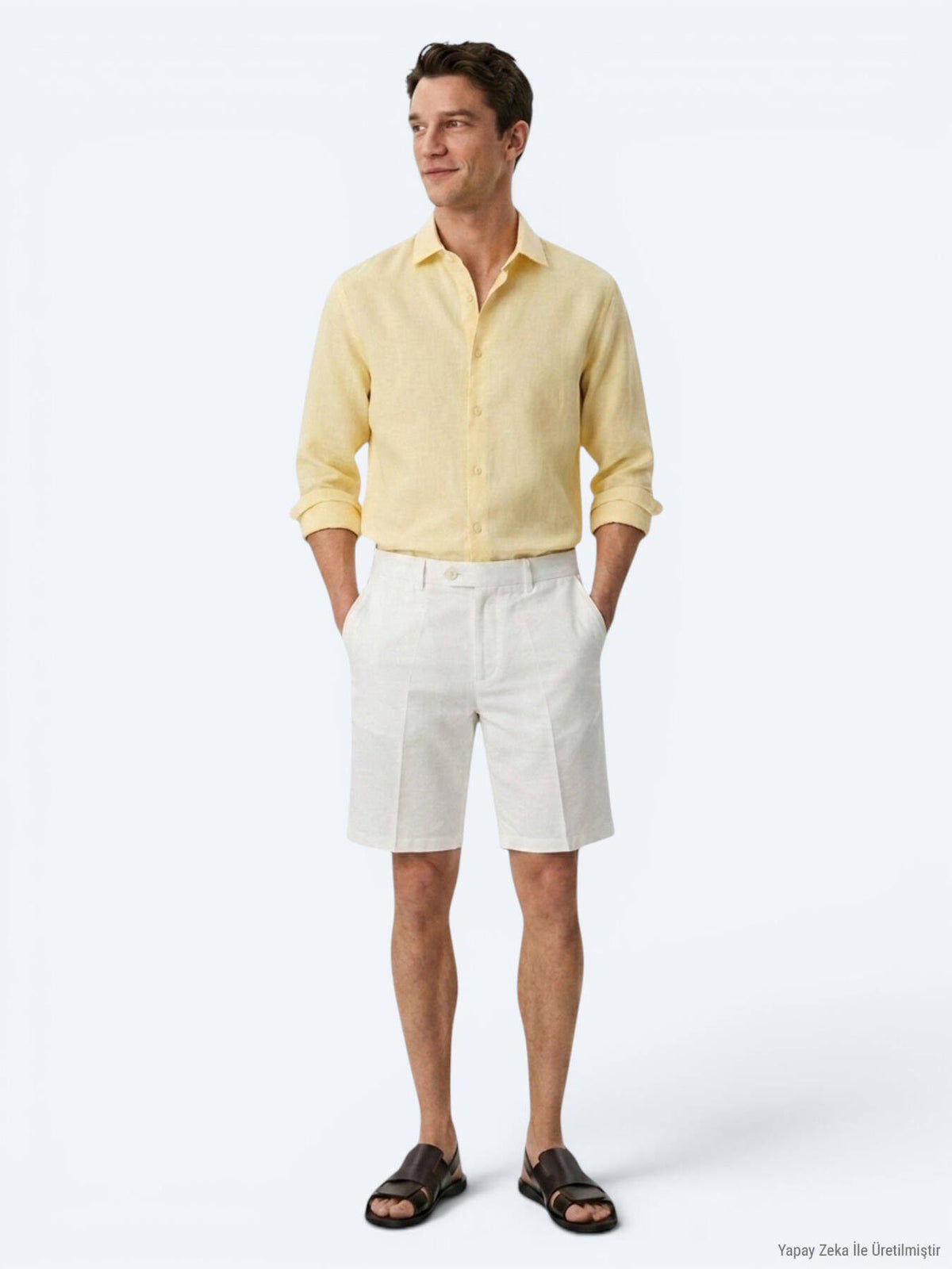 Gelbes Regular Fit Casual Hemd aus Baumwolle