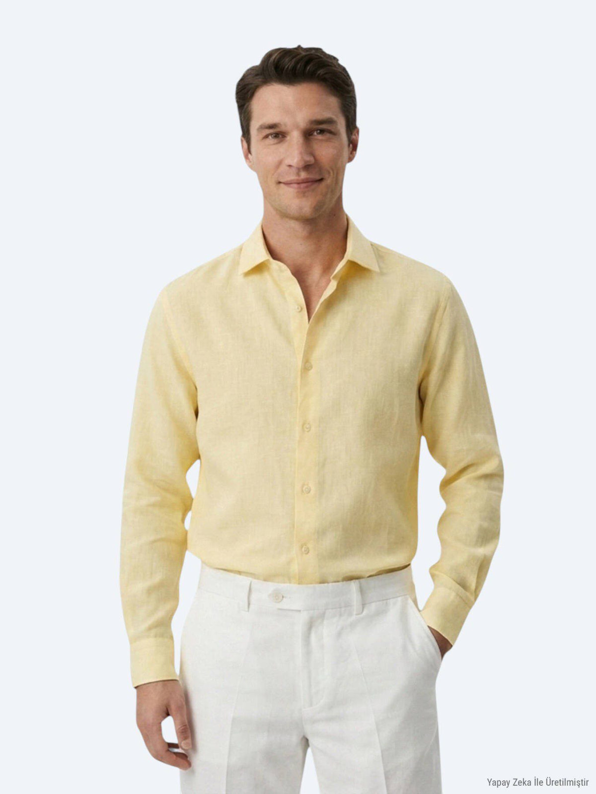 Gelbes Regular Fit Casual Hemd aus Baumwolle