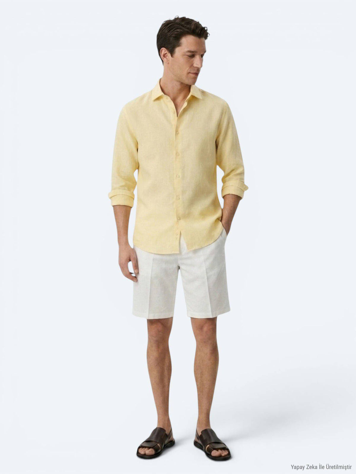 Gelbes Regular Fit Casual Hemd aus Baumwolle