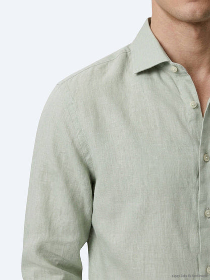Grünes Regular Fit Casual Hemd aus Baumwolle