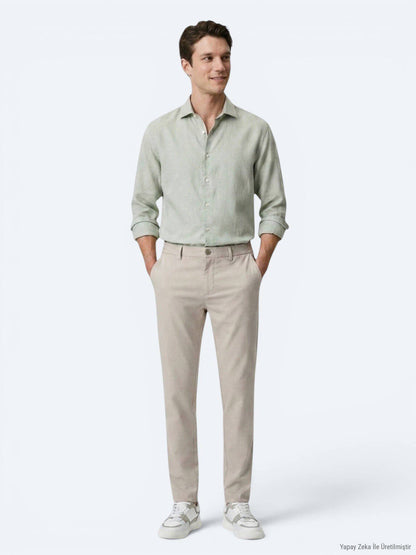 Grünes Regular Fit Casual Hemd aus Baumwolle