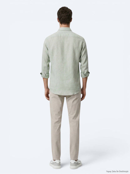 Grünes Regular Fit Casual Hemd aus Baumwolle