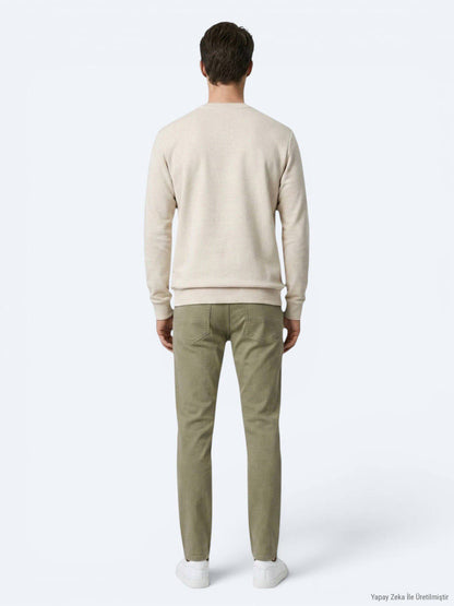 Beiges Unifarben Sweatshirt