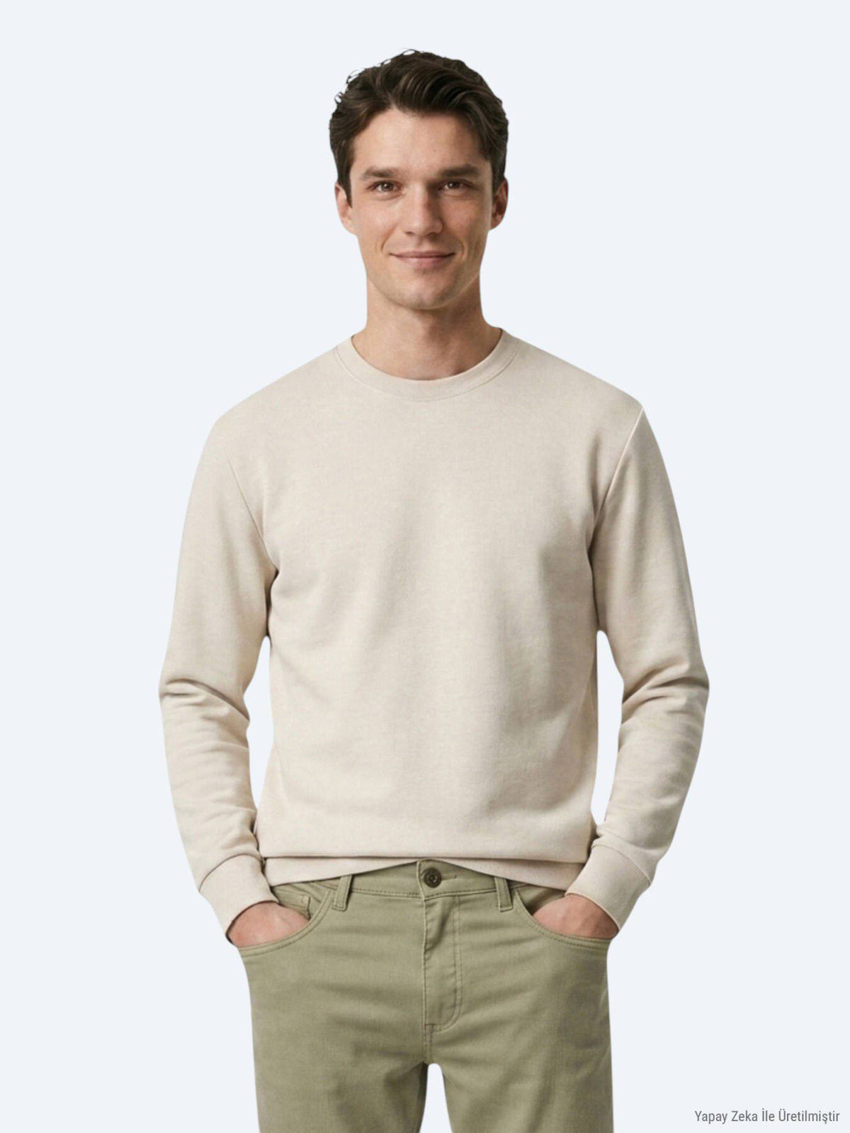 Beiges Unifarben Sweatshirt