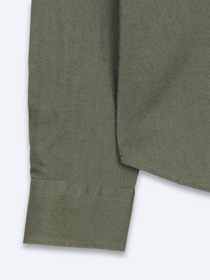 Khaki Regular Fit Casual Baumwollhemd