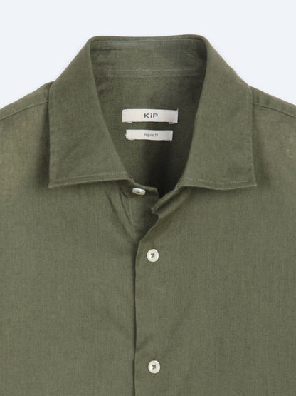 Khaki Regular Fit Casual Baumwollhemd