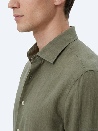 Khaki Regular Fit Casual Baumwollhemd