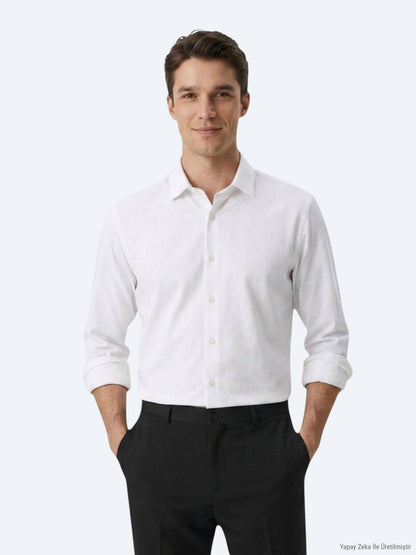 Weißes Casual Baumwollhemd Regular Fit