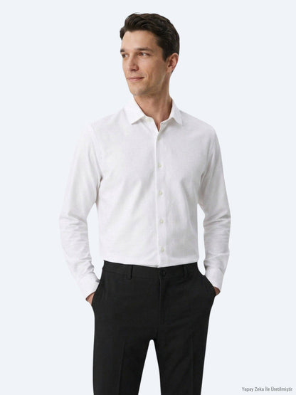 Weißes Casual Baumwollhemd Regular Fit