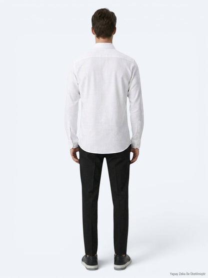 Weißes Casual Baumwollhemd Regular Fit