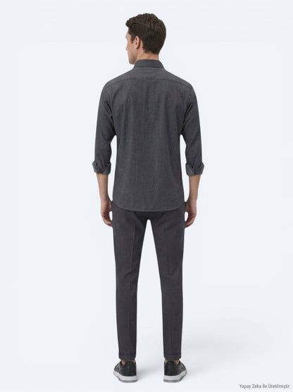 Schwarzes Casual Baumwollhemd Regular Fit