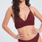 Smocking Padded Bikini Set - Maroon