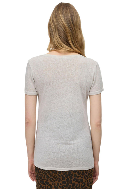 Basic-T-Shirt aus Leinen mit V-Ausschnitt