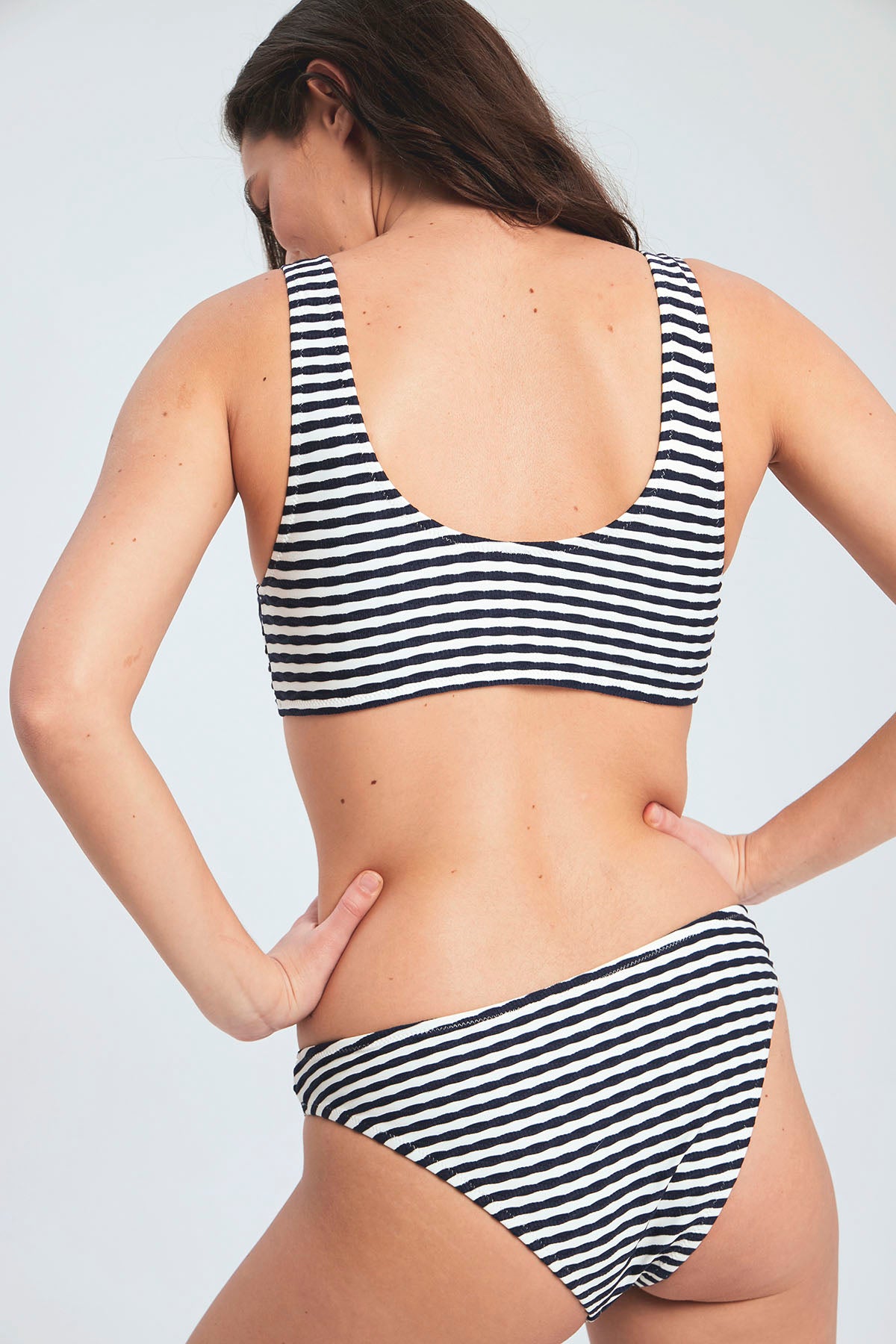 Herita Striped Padded Bikini Set Navy Blue