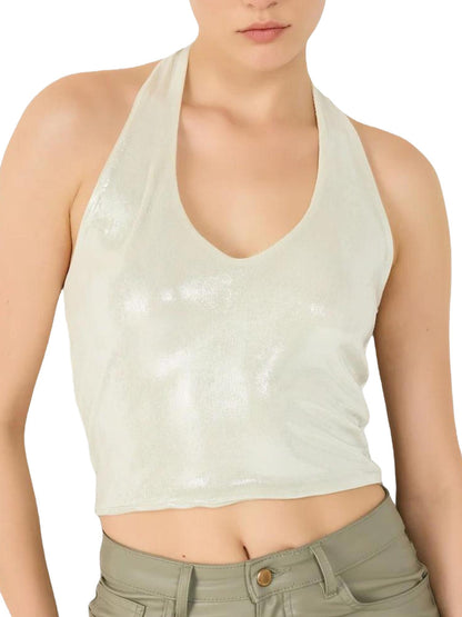 Glitzerndes Neckholder-Crop-Top