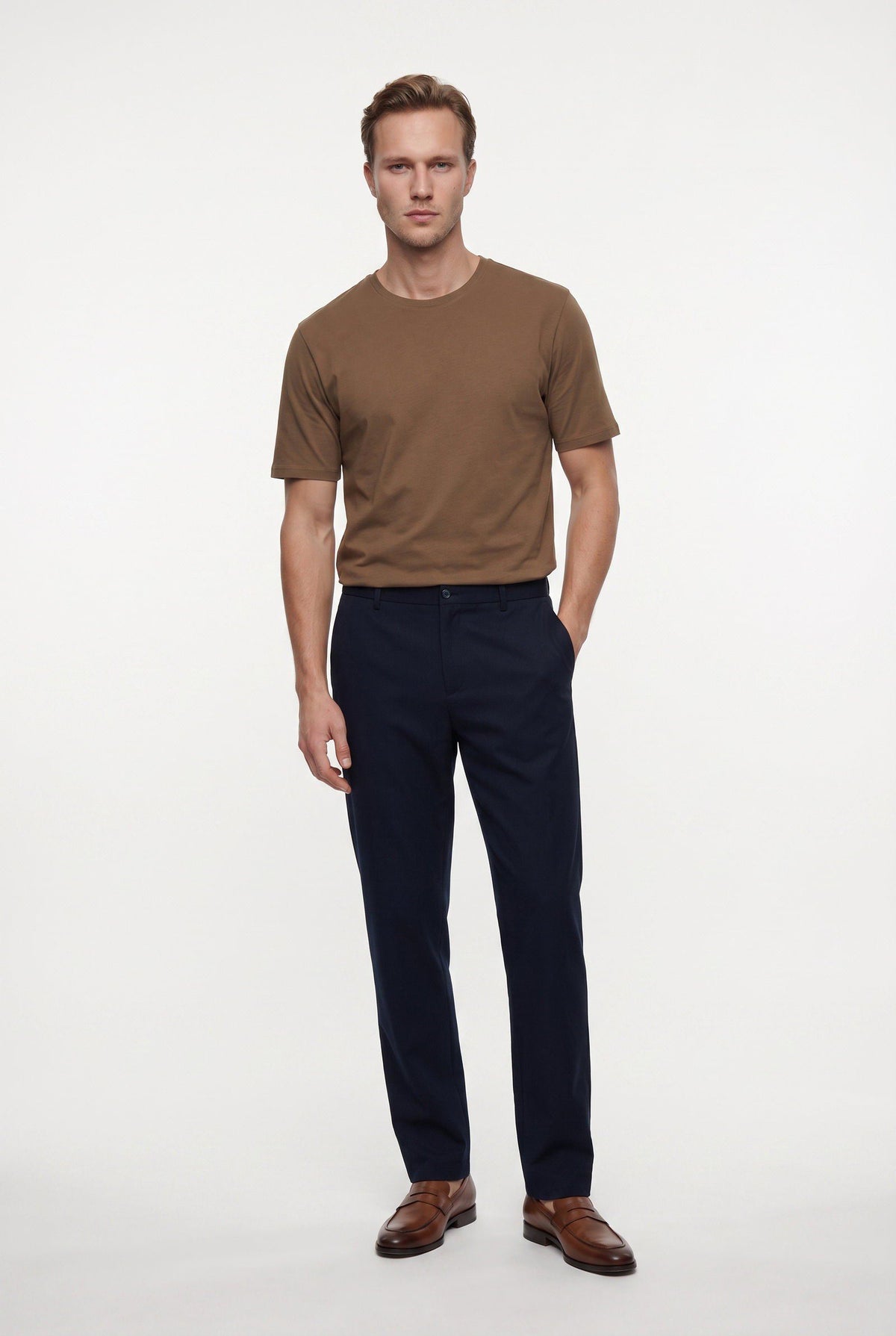 Ds Damat Schwarze Leinen Chino-Hose