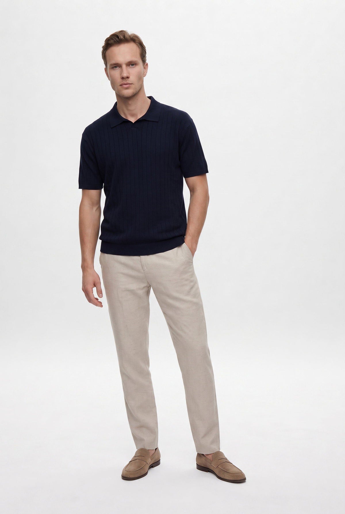 Ds Damat Schwarze Leinen Chino-Hose