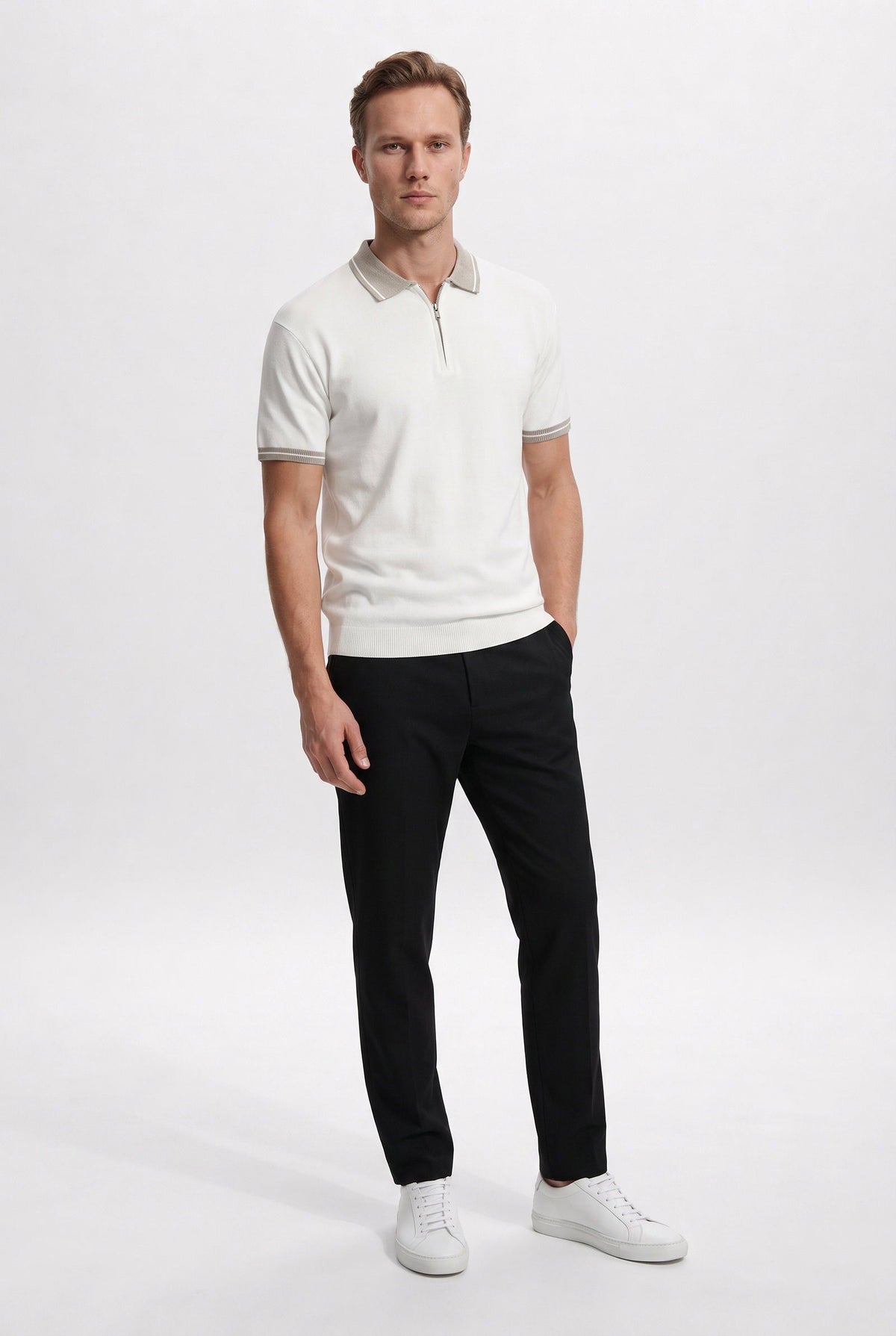 Ds Damat Schwarze Leinen Chino-Hose