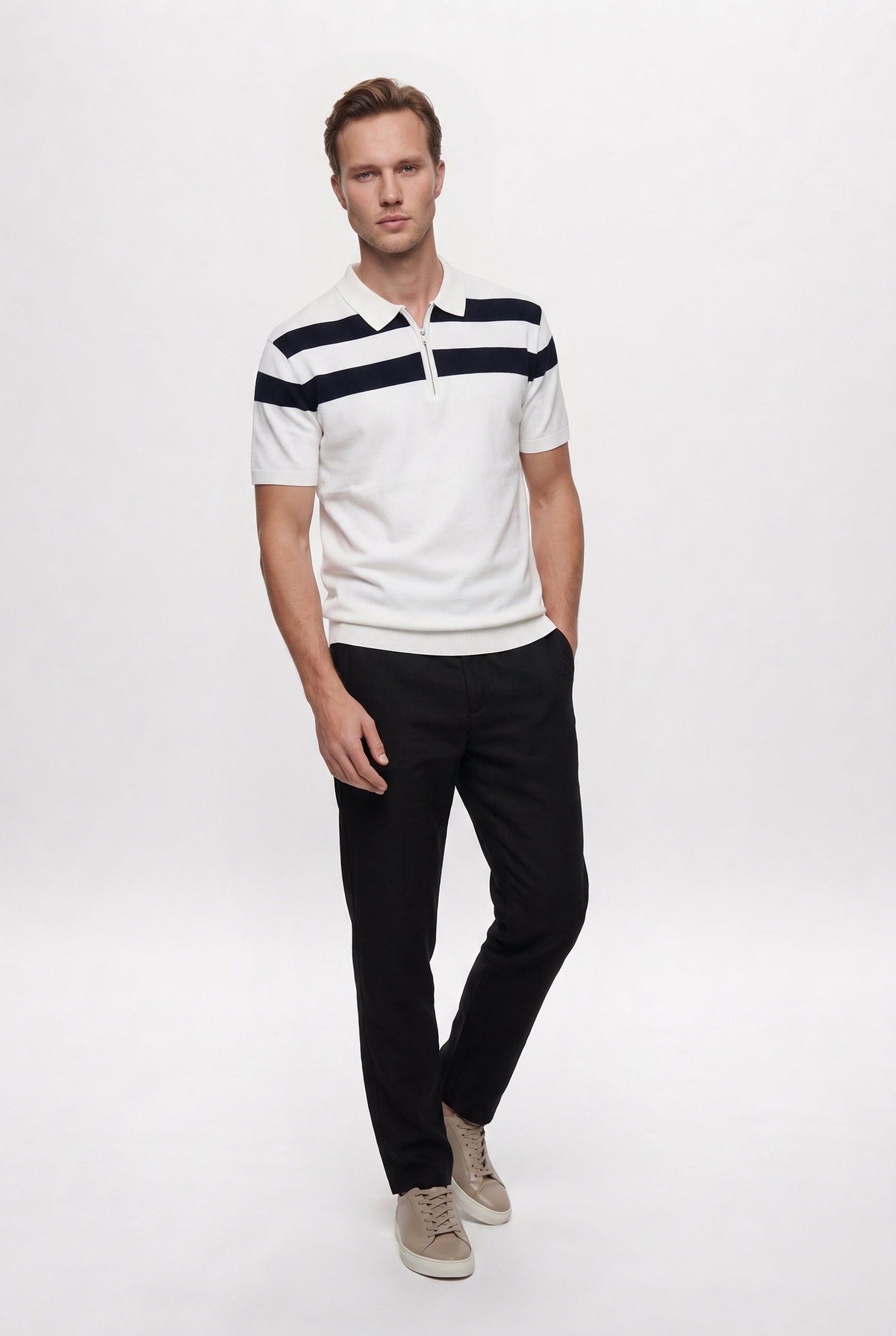 Ds Damat Schwarze Leinen Chino-Hose