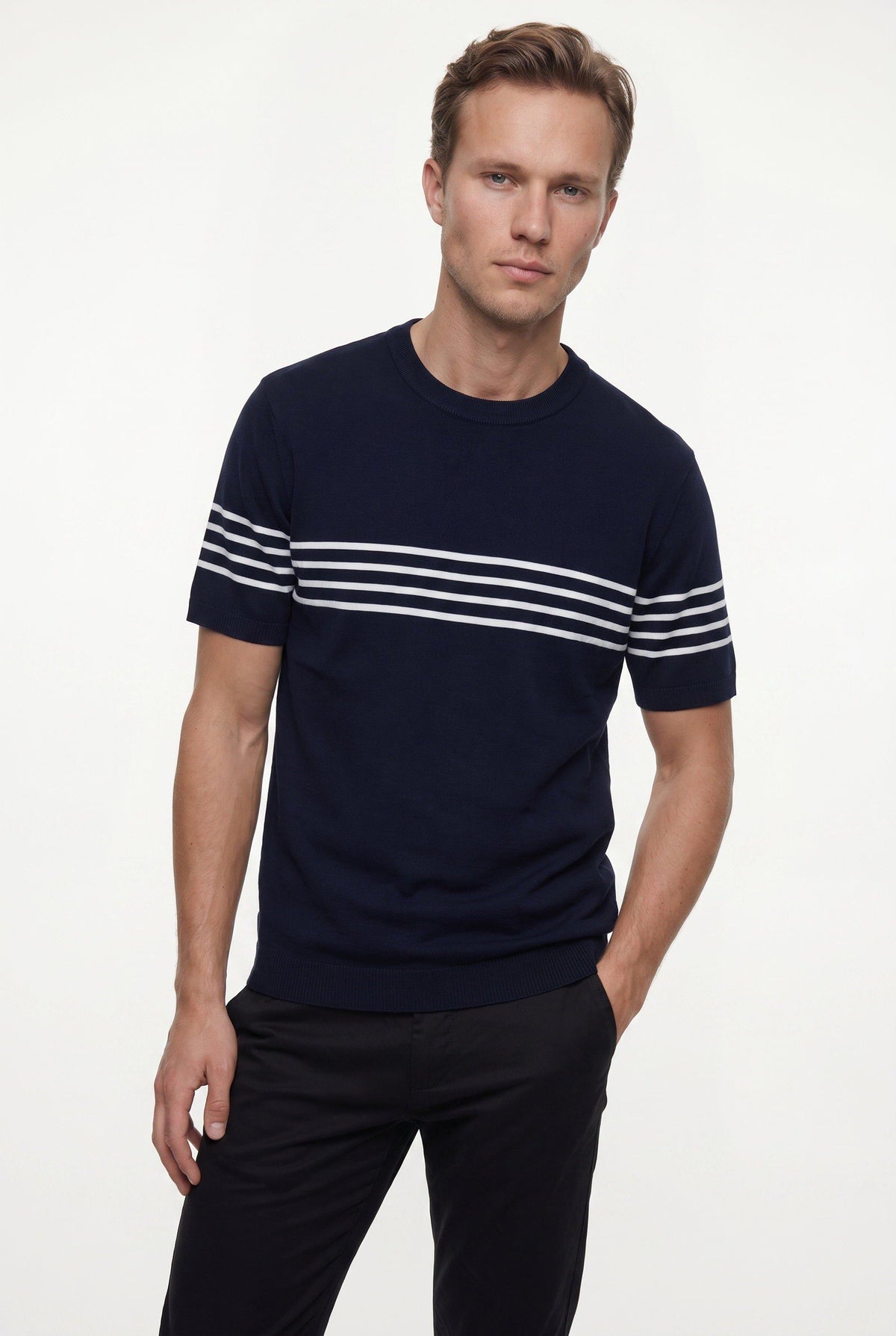Ds Damat Slim Fit Navy Sommer T-Shirt