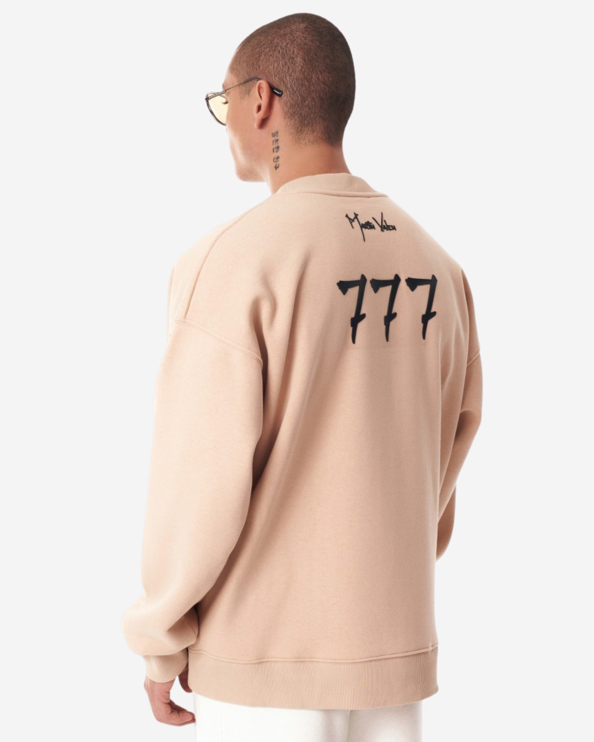 Designer Beige 3D Gummi Bedruckter Oversized Sweatshirt