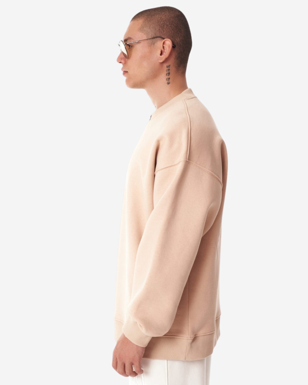 Designer Beige 3D Gummi Bedruckter Oversized Sweatshirt