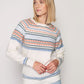 Soft Long Sleeve Blue Detailed Pullover - White