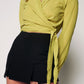 CREPE - Patterned Wrap Blouse - Yellow