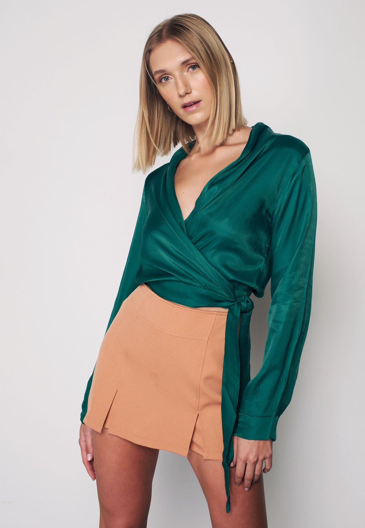 CREPE - Wrap Blouse - Green