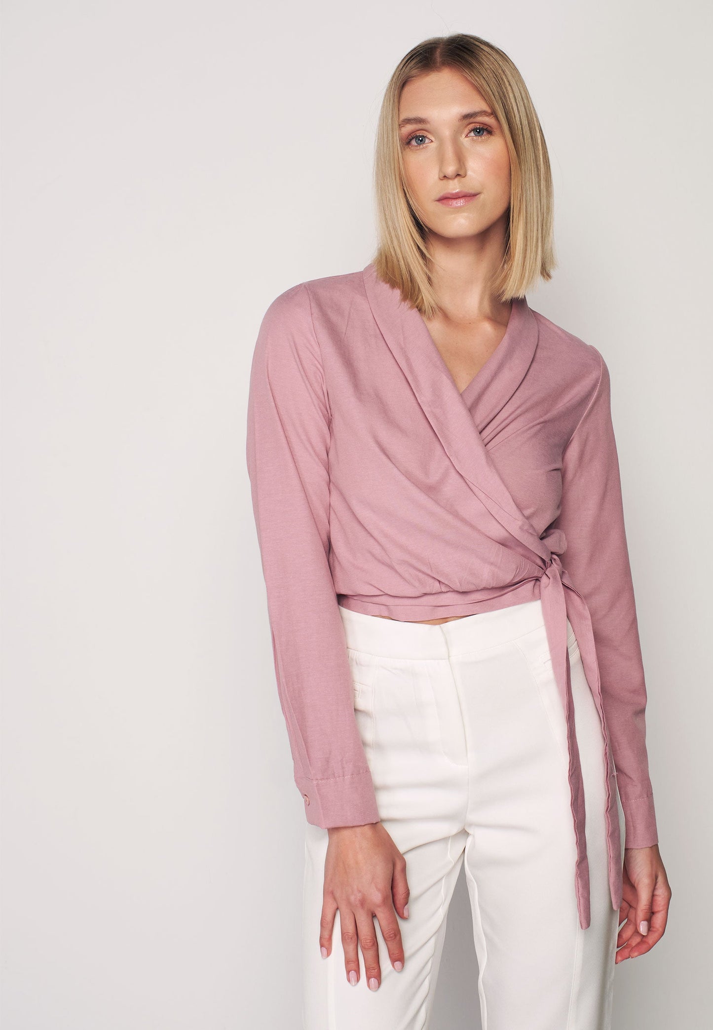 CREPE - Wrap Blouse - Pink