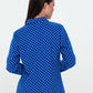 Herita Velvet Long Sleeve Shirt Blue white polka dot